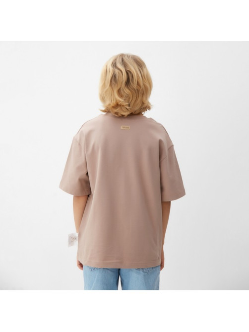 Футболка детская однотонная MINAKU: Basic line kids, бежевая, рост 116 см