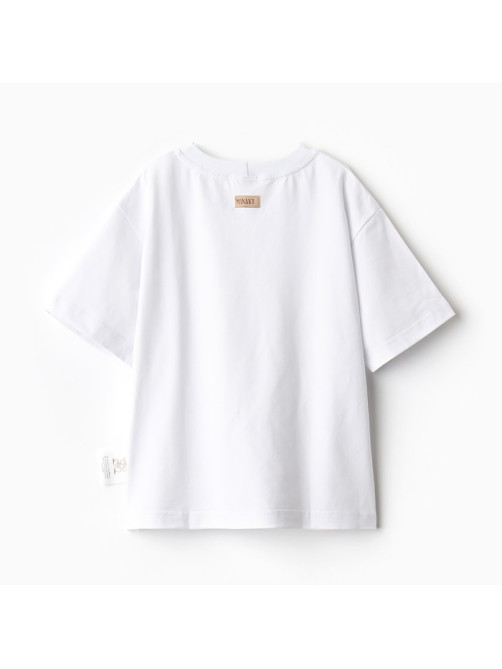 Футболка детская однотонная MINAKU: Basic line kids, белая, рост 110 см
