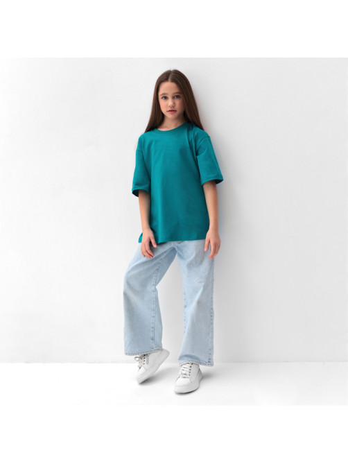 Футболка детская MINAKU: Casual Collection, бирюзовая, рост 110 см
