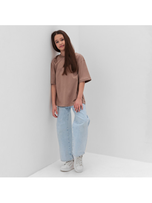 Футболка детская MINAKU: Casual Collection, бежевая, рост 110 см