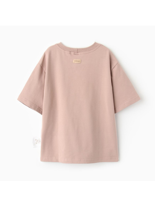 Футболка детская однотонная MINAKU: Basic line kids, бежевая, рост 116 см