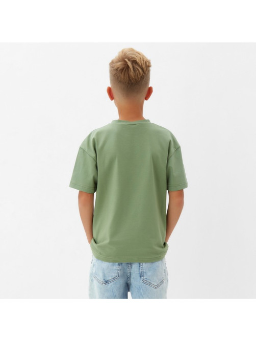Футболка детская однотонная MINAKU: Casual Collection, цвет хаки, рост 146 см