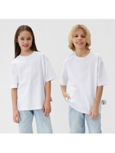 Футболка детская однотонная MINAKU: Basic line kids, белая, рост 104 см