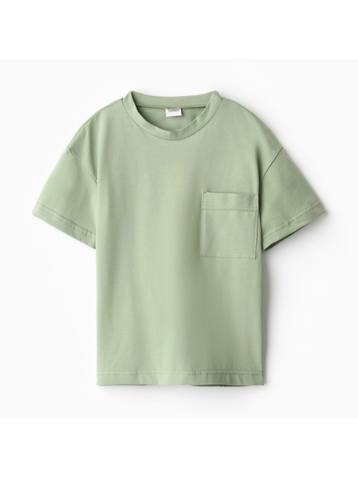 Футболка детская однотонная MINAKU: Casual Collection, цвет хаки, рост 110 см