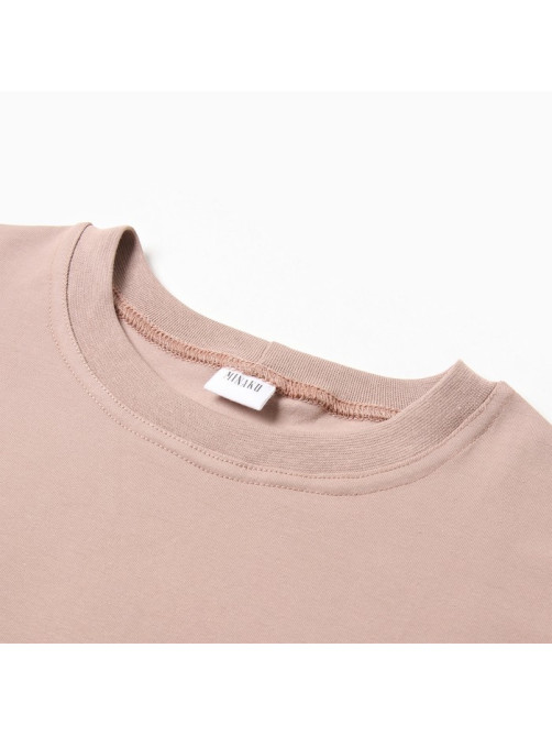 Футболка детская однотонная MINAKU: Basic line kids, бежевая, рост 134 см