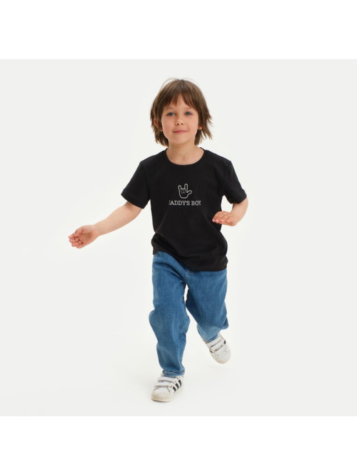 Футболка для мальчика KAFTAN: Daddy's boy, чёрная, размер 32 (110-116 см)