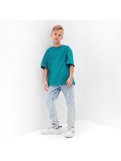 Футболка детская MINAKU: Casual Collection, бирюзовая, рост 110 см