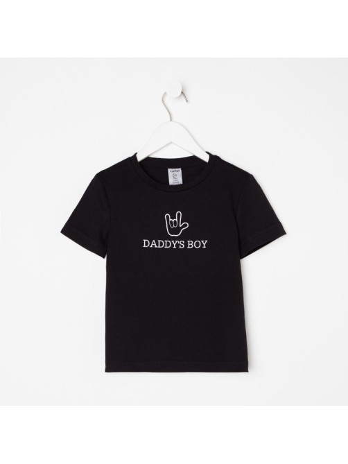 Футболка для мальчика KAFTAN: Daddy's boy, чёрная, размер 32 (110-116 см)