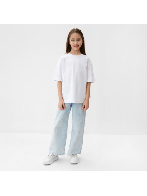Футболка детская однотонная MINAKU: Basic line kids, белая, рост 104 см