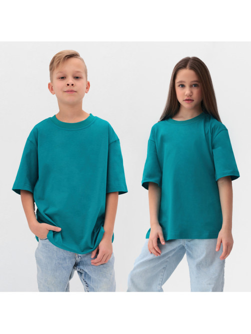 Футболка детская MINAKU: Casual Collection, бирюзовая, рост 110 см