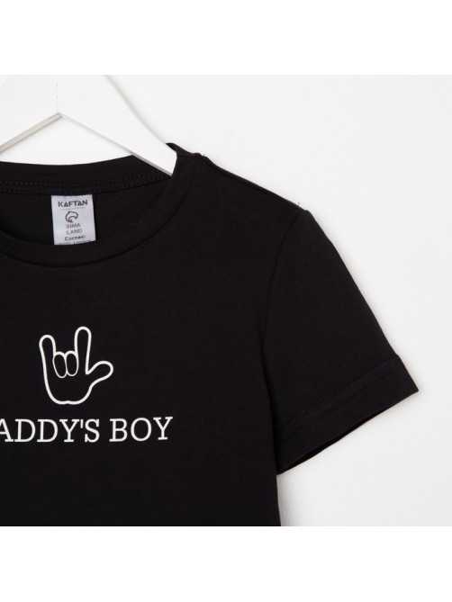 Футболка для мальчика KAFTAN: Daddy's boy, чёрная, размер 32 (110-116 см)