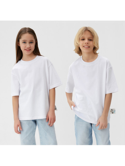 Футболка детская однотонная MINAKU: Basic line kids, белая, рост 98 см