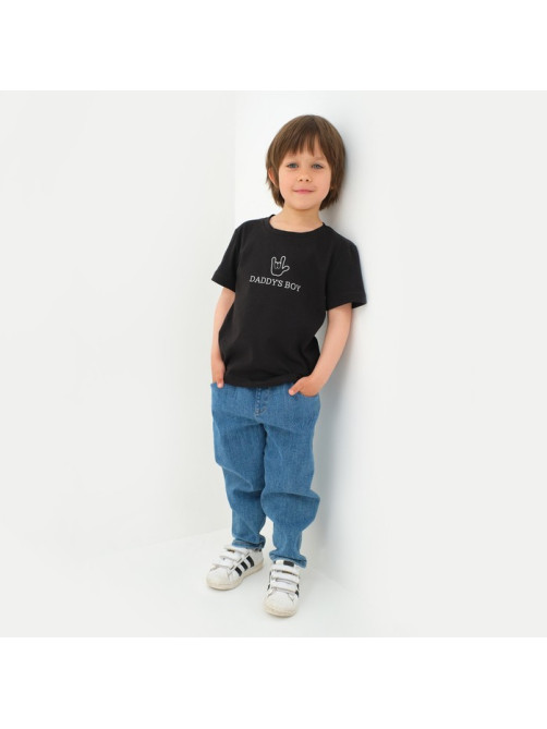 Футболка для мальчика KAFTAN: Daddy's boy, чёрная, размер 32 (110-116 см)