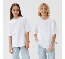 Футболка детская однотонная MINAKU: Basic line kids, белая, рост 110 см