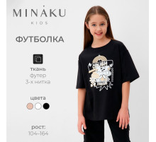 Футболка детская MINAKU: CRUSH, чёрная, рост 158 см