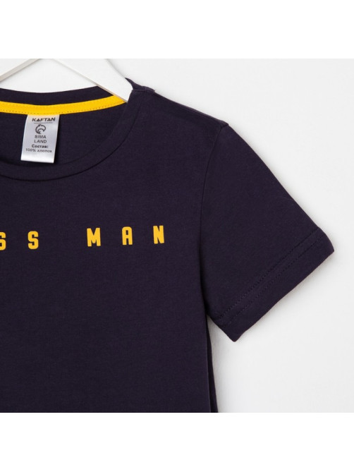Футболка для мальчика KAFTAN: Boss man, тёмно-серая, размер 34 (122-128 см)