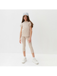 Комплект для девочки (майка и велосипедки) MINAKU, бежевый, рост 134 см