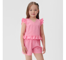 Комплект для девочки (топ, шорты) KAFTAN, размер 32 (110-116 см), ярко-розовый