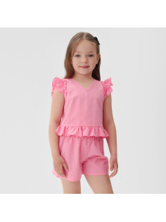 Комплект для девочки (топ, шорты) KAFTAN, размер 32 (110-116 см), ярко-розовый