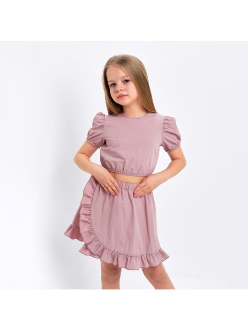 Комплект для девочки (топ, юбка) KAFTAN, размер 30 (98-104 см), пудровый