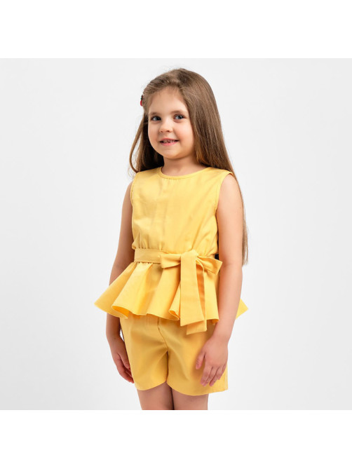 Комплект для девочки (майка и шорты) KAFTAN: Summer cotton, жёлтый, размер 30 (98-104 см)