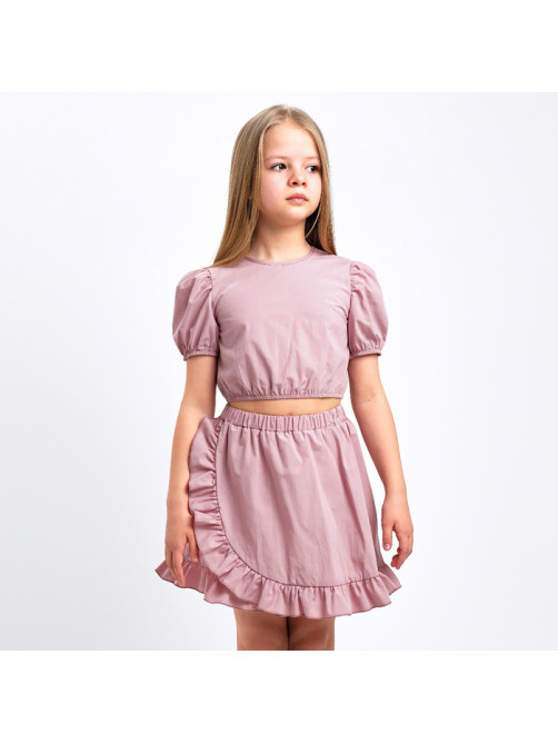 Комплект для девочки (топ, юбка) KAFTAN, размер 30 (98-104 см), пудровый