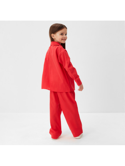 Костюм (рубашка и брюки) детский KAFTAN «Лён», размер 28 (86-92 см), красный
