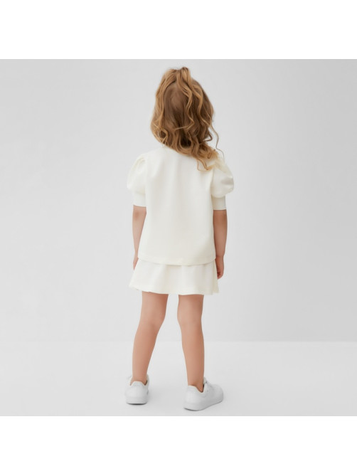 Комплект для девочки (свитшот и юбка) MINAKU: Casual Collection, цвет молочный, рост 128 см