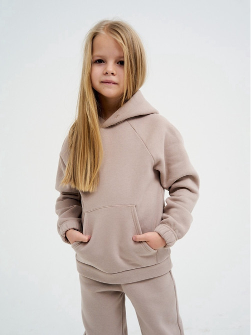 Костюм детский с начёсом (толстовка, брюки) KAFTAN: Basic line, бежевый, размер 32 (110-116 см)