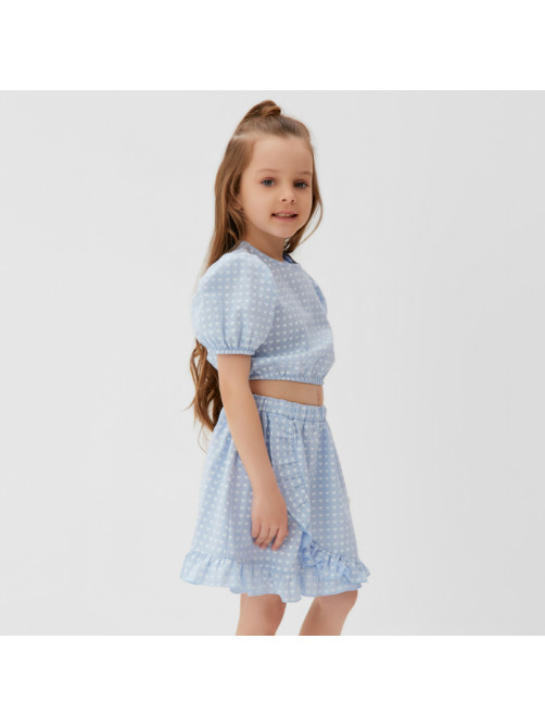 Комплект для девочки (топ, юбка) KAFTAN, размер 30 (98-104 см), голубой