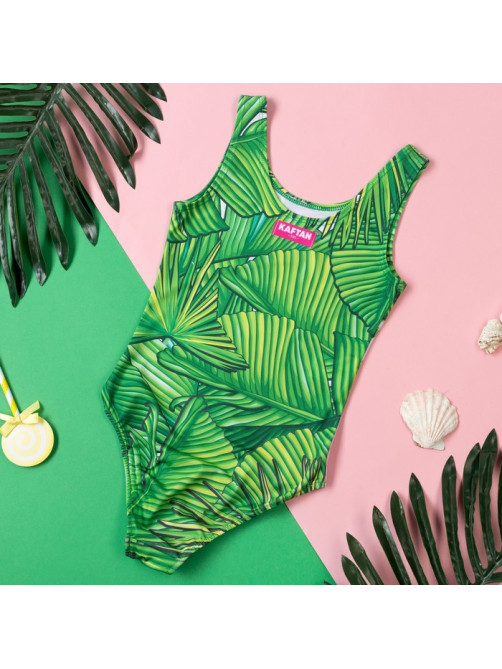 Купальник для девочки слитный KAFTAN: Tropical, зелёный, размер 30 (98-104 см)