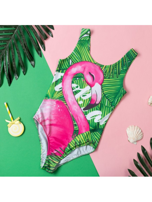Купальник для девочки слитный KAFTAN: Tropical, зелёный, размер 32 (110-116 см)