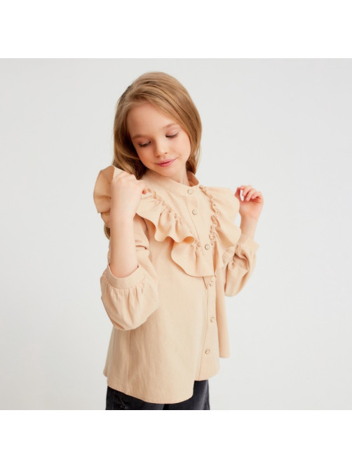 Блузка для девочки MINAKU: Cotton collection, бежевая, рост 122 см