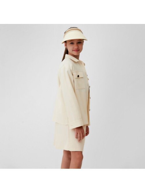 Рубашка для девочки MINAKU: Casual collection KIDS, бежевая, рост 134 см