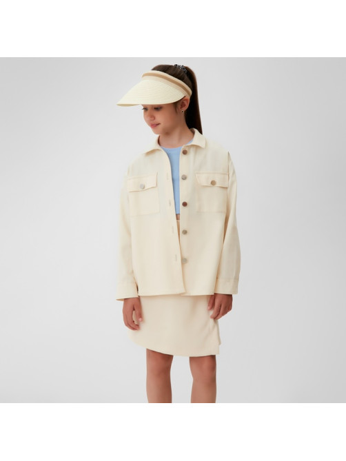 Рубашка для девочки MINAKU: Casual collection KIDS, бежевая, рост 134 см