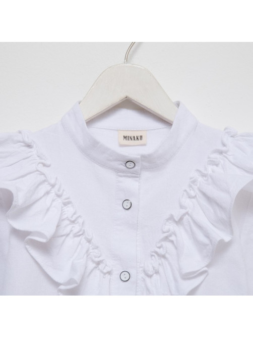 Блузка для девочки MINAKU: Cotton collection, белая, рост 128 см