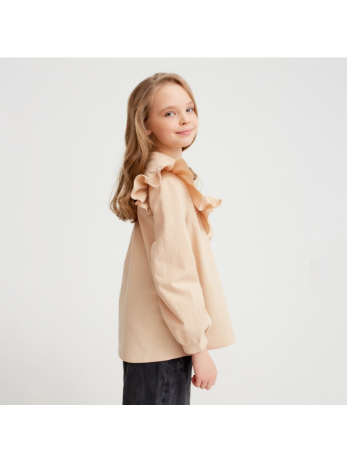 Блузка для девочки MINAKU: Cotton collection, бежевая, рост 122 см