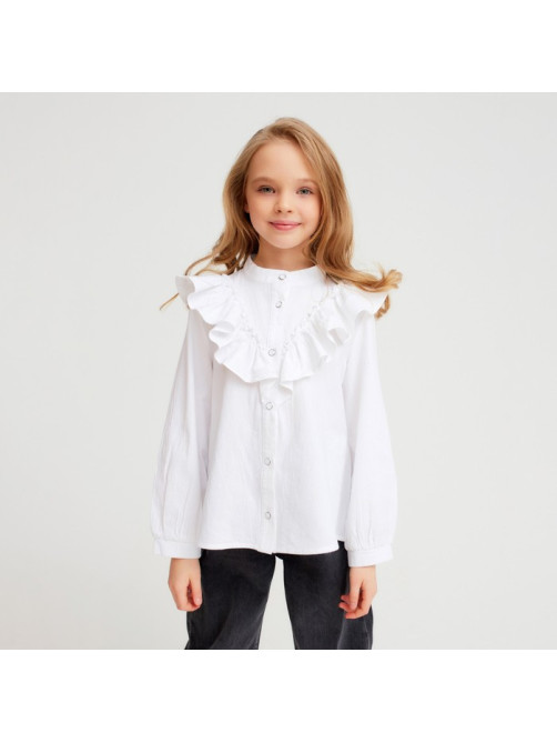 Блузка для девочки MINAKU: Cotton collection, белая, рост 152 см