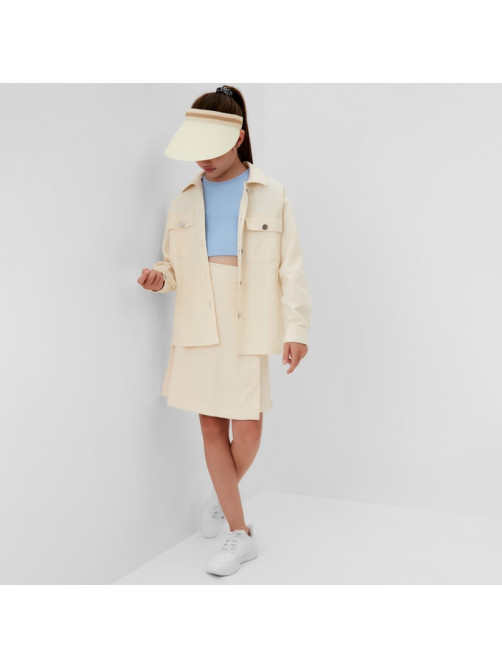 Рубашка для девочки MINAKU: Casual collection KIDS, бежевая, рост 134 см