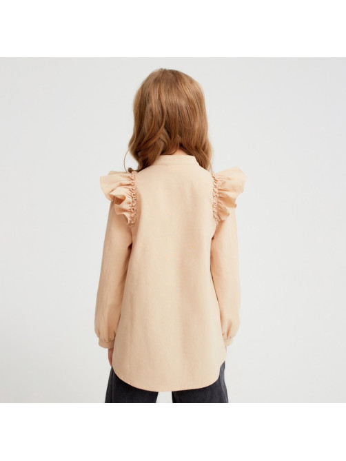 Блузка для девочки MINAKU: Cotton collection, бежевая, рост 122 см
