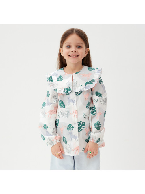 Рубашка для девочки KAFTAN «Леопард», белая, размер 34 (122-128 см)