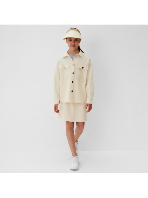 Рубашка для девочки MINAKU: Casual collection KIDS, бежевая, рост 134 см