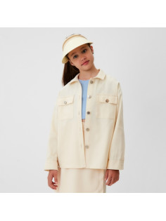 Рубашка для девочки MINAKU: Casual collection KIDS, бежевая, рост 134 см