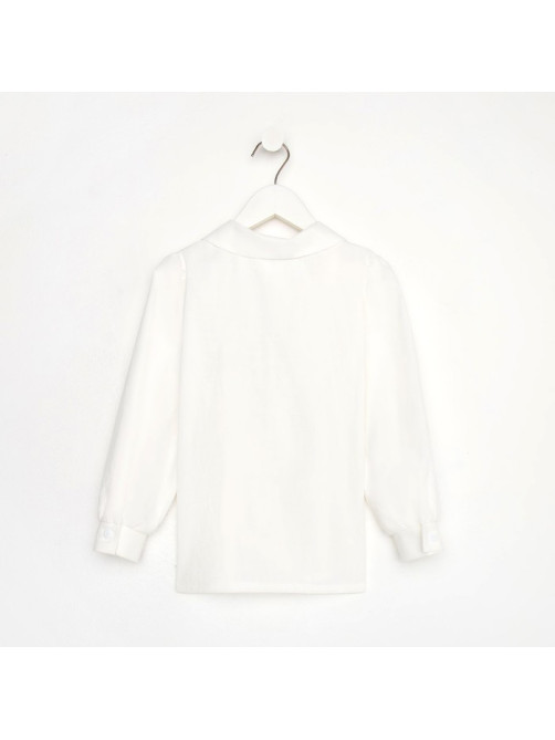 Рубашка для девочки KAFTAN с розовым бантом, белая, размер 32 (110-116 см)