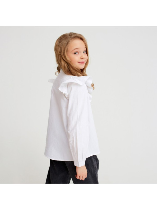 Блузка для девочки MINAKU: Cotton collection, белая, рост 146 см
