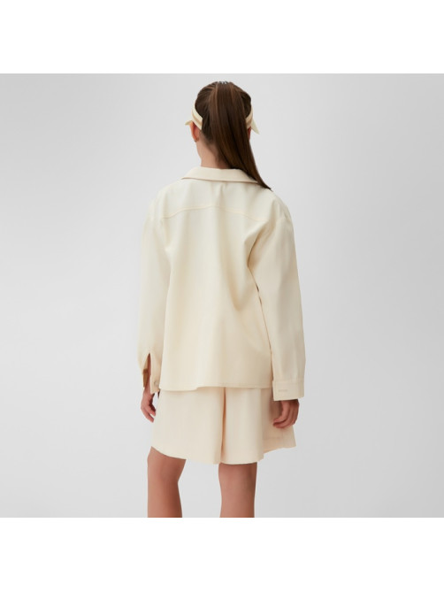 Рубашка для девочки MINAKU: Casual collection KIDS, бежевая, рост 134 см