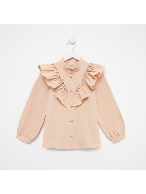 Блузка для девочки MINAKU: Cotton collection, бежевая, рост 122 см