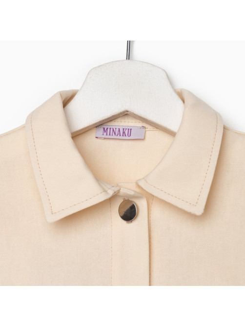 Рубашка для девочки MINAKU: Casual collection KIDS, бежевая, рост 134 см