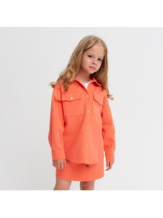 Рубашка для девочки джинсовая KAFTAN, оранжевая, размер 30 (98-104 см)