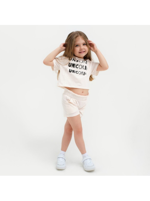 Шорты для девочки с рюшей KAFTAN Unicorn, бежевые, размер 36 (134-140 см)